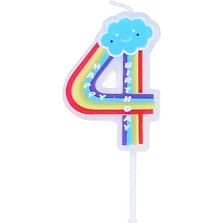 Regenbogen-geburtstagskerze Mit Der Zahl „4“