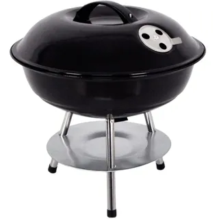 LQWELL Holzkohlegrill, Mini Kettle Kugelgrill, Grillfläche Ø ca. 34 cm inkl. einstellbarer Luftzufuhr, Standgrill Tragbar, Maße ca. 37 x 37 x 36 cm, Schwarz