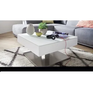 Couchtisch Beistelltisch Wohnzimmertisch weiß Glas modern 75x75 cm Tisch Mariko