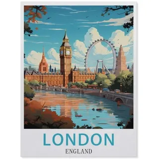BEAYODKP Malen Nach Zahlen Kits,London England Vintage-Reiseposter,Malen Nach Zahlen Für Erwachsene Und Kinder DIY Ölgemälde Geschenk-Kits(20x30cm-BB12