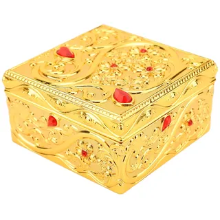 TYCIONG Schmuckkästchen aus Metall, Schmuckkästchen, Würfel, Vintage, antik, Schatztruhe aus Metall, Ohrringe, Organizer, Ring, Halskette, Gold