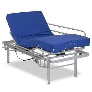 Gerialife Set mit Gelenkbett mit verstellbaren Beinen | medizinische Matratze aus viskoelastischem Waterproof (90 x 200 + Geländer), 90x200