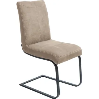Freischwinger K+W KOMFORT & WOHNEN "Floyd", beige (sand 35, roheisen schwarz lackiert), B:47cm H:96cm T:62cm, 520: Microfaser, 100% Polyester, Stühle, Freischwinger, Kontrastnaht, Freischwingergestell aus Vierkantrohr Roheisen schwarz