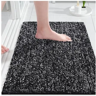 LuxusKollektion Badematte Badteppich Mikrofaser Schwarz&Weiß 43x61cm