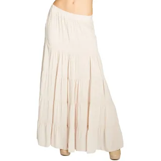 Caspar RO020 Langer eleganter Damen Maxi Sommer Rock Faltenrock, Farbe:beige, Mode Größe:S/M - S-M