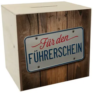 speecheese Spardose Für den Führerschein Spardose aus Holz als Nummernschild