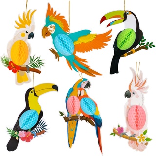PAYFULLY 6 Stück Tropische Vogeldekoration Hawaii Sommer Tropical Party Dekorationen Papagei Hängende Dekorationen für Luau Party Tiki Party Innen- und Außendekoration