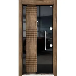 JVmoebel Haustür JVMoebel Designer Wohnungstür Schwarz-Braun Aluminium RC2 Sicherheit (1-St), Made in Europa schwarz Ø 36.0 cm x 85 cm x 190 cm