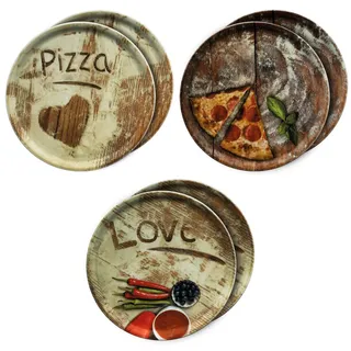 Mambocat Pizzateller Ø 33 cm grün/mehrfarbig 6er Set