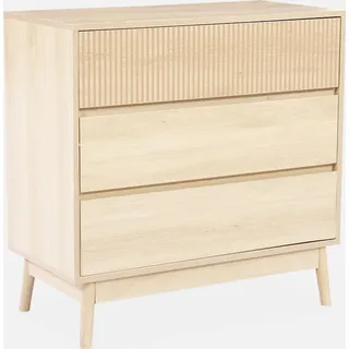 Sideboard aus massivem Kiefernholz, skandinavischer Stil, drei Schubladen, Natur, 80x40x80 cm - Beige