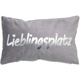 Moon Dekokissen Kuschelkissen ca. 30x50 cm in Samt-Optik mit Lieblingsplatz - grau/Silber