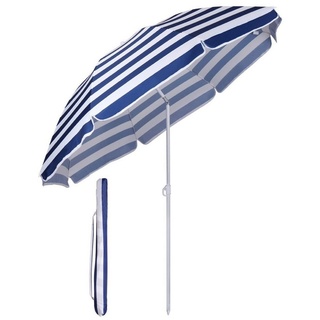 Sekey Sonnenschirm Ø 160 cm Balkonschirm Rund Strandschirm Sonnenschirm mit Schutzhülle, LxB: 160,00x160,00 cm, Neigungswinkel verstellbar, Höhe verstellbar, mit Tragetasche blau|weiß