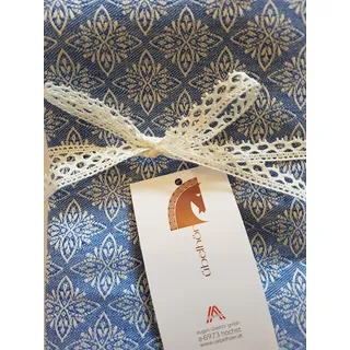 Übelhör - 3 er Set Geschirrtücher - Ornament - Halbleinen - 50% Leinen, 50% Baumwolle - gewebt 48 x 70cm - Mittelblau