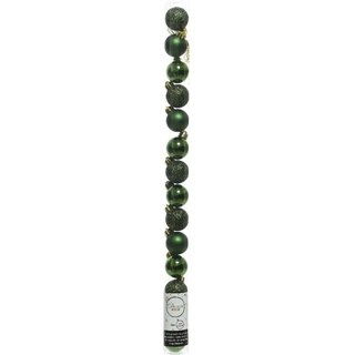 Decoris season decorations Weihnachtsbaumkugel, Weihnachtskugeln Kunststoff 3cm 14er Set - Piniengrün grün