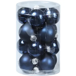 MARELIDA Christbaumkugel Weihnachtskugel Glas D: 3,5cm glänzend matt blau 16St.