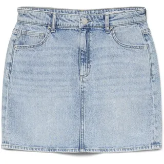 VERO MODA Rock Mini Denim Jeansrock Hoher Bund Knopfleiste Taschen Minirock, Farben:Hellblau, Größe:M - M