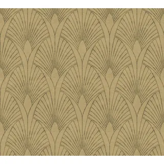 living walls Vliestapete New Walls 50's Glam Art Deco Optik, leicht strukturiert, Barock, gemustert, ornamental, Tapete Art Deco Tapeten Wohnzimmer Schlafzimmer Küche Flur Design Büro braun
