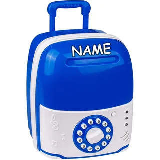 alles-meine.de GmbH XXL elektronische Spardose - mit Zahlenkombination/Passwort + Sound + Licht - incl. Name - digitaler Tresor als Trolley Sparschwein für Kinder Familienkass..