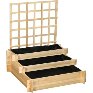 Outsunny 3-stufiges Hochbeet mit Rankgitter, Pflanzkasten aus Holz, 95 x 95 x 110 cm, ideal für Gemüse, Blumen und Kräuter im Garten   Aosom.de