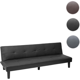 3er-Sofa HWC-G11, Couch Schlafsofa G√§stebett Bettsofa Klappsofa, Schlaffunktion 195cm ~ Kunstleder, schwarz