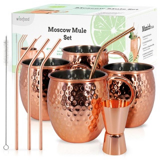 Wisefood Moscow Mule Becher Set 4 Becher 4 Strohhalme
