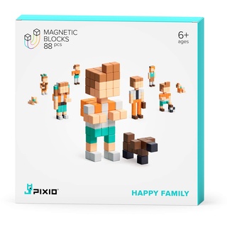 Bizak Pixio Happy Family – mit 88 magnetischen Würfeln, vom kleinsten bis zum Haustier, einfach und schnell, empfohlen für Kinder ab 6 Jahren (64240103)
