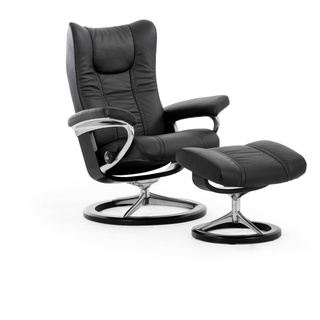Stressless Ruhesessel Wing (M) in Paloma black mit Signature black Gestell