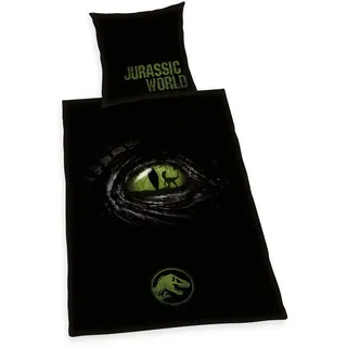 Herding Jurassic World Bettwäsche, Kopfkissenbezug ca. 80x80 cm, Bettbezug ca. 135x200 cm, mit leichtläufigem Markenreißverschluss, 100% Baumwolle, Renforcé