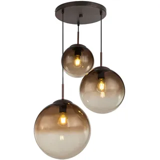 GLOBO LED Pendelleuchte 3-flg. 30 cm rund amber Glas