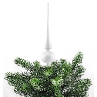 JACK Kunststoff Christbaumspitze Spitze Höhe 28cm, Ø 6cm Weihnachtsbaum Spitze Gold Silber Rot Grau Weiß Glanz, Farbe:Weiß