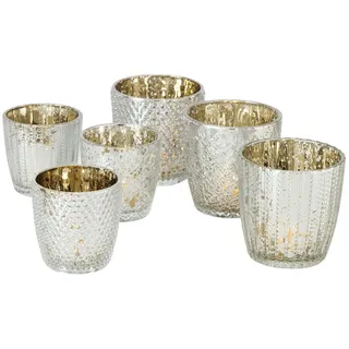Boltze Windlicht Patty Antiksilber Gold 3 sortierte Varianten à 2 Stück entspricht 1 Set 7-9 cm Kerze Skandinavisch