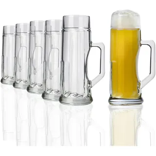 Stölzle Oberglas Bierkrug Premium ribbed / 6er Set Bierkrüge 0,3 Liter/Stabiler Bier Krug/Biergläser 0,3 Liter aus Soda Lime Glas/Bierseidel 0,3l Spülmaschinengeeignet