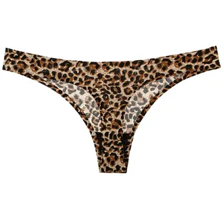 YUEZHAN Unterhosen ​Höschen EIS Seide Tradenlose Damen Unterwäsche Niedrige Taille Sport Fitness Hose Sexy Damen Tanga M Leopard Print