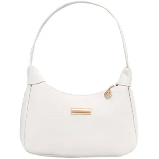 QKEPCY Handtasche Damen PU Leder Schultertasche Umhängetasche Klein Lässige Retro Schulterhandtasche Unterarmtasche Clutch Mini für Dating Party Einkaufe(Weiß) - S