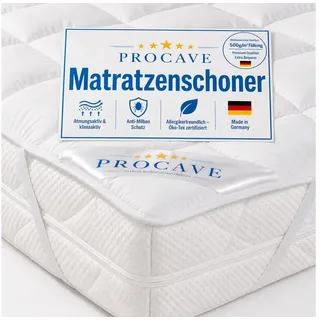 Matratzenschoner atmungsaktive Matratzenauflage 4 Eckgummis div. Größen PROCAVE, Microfaser Soft Topper, 200x200 cm weiß 200 cm x 200 cm x 3 cm