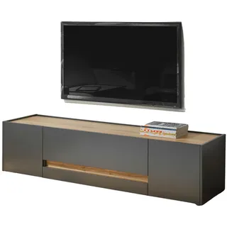 furn.design Center TV-Lowboard 170 x 40 x 45 cm Grau/Eiche Wotan Holzwerkstoff