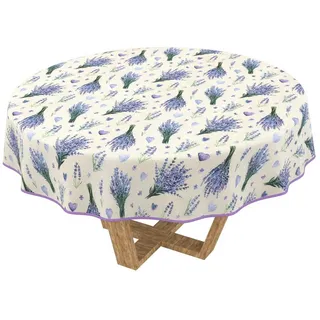 ANRO Tischdecke abwaschbar Baumwolloptik Lavendel Lila wetterfest (Einzelstück 1-tlg, eine Tischdecke), Stofftischdecke schmutzabweisend Rund 100 Lavendel Lila lila Rund | 100 cm x 100 cm