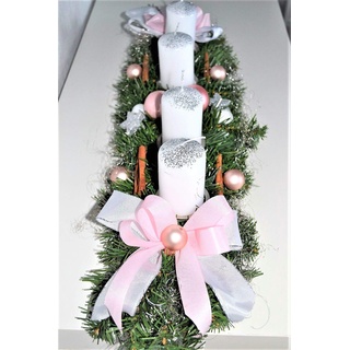 Adventskranz rosa weiß 60 cm künstlich Weihnachten Adventsgesteck Deko
