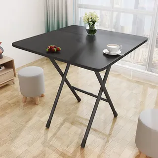 Klappbarer Esstisch für Esszimmer Quadratischer 4 Personen Outdoor-Falttisch Platzsparend für Wohnungen und Mietwohnungen (Schwarz)