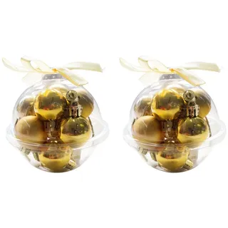 Annastore Weihnachtsbaumkugel 24 x Mini Baumkugeln Ø 3 cm zum Hängen - Bruchsicher aus Kunststoff, Kleine Christbaumkugeln aus Kunststoff goldfarben