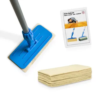 Greenwood Soft-Sheep Pad-Halter Pro mit 10 Wollpads & Teleskop-Stiel - Set zum Nachölen von Parkett, Marmor, Granit - GlamUp Oil Polierpads