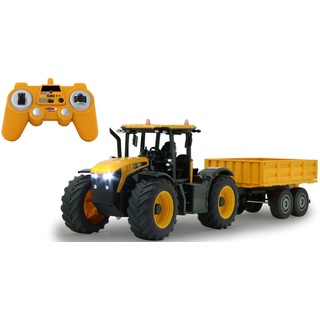 Jamara RC-Auto JCB Fastrac Traktor mit Kippanhänger 1:24 - 2,4 GHz, mit LED-Lichtern gelb