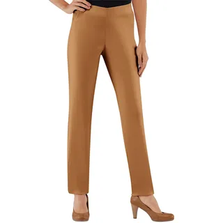 Dehnbund-Hose STEHMANN, Damen, Gr. 52, Normalgrößen, braun (cognac), 72% Viskose, 25% Polyamid, 3% Elasthan, unifarben, lang, Hosen, Topseller