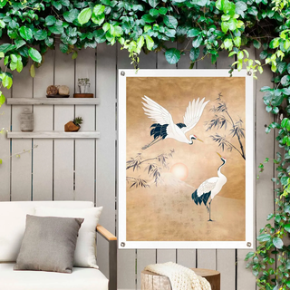 Poster REINDERS "Kraniche in Gold", gelb (farbe bild(er): gelb), B:60cm H:80cm T:0,1cm, Leinwand, Bilder, Poster