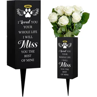 WEBEEDY Friedhofsvasen Für Grabtiergedenkvasen Gräberblumenhalter Mit Stacheln Pfotenabdruck Friedhofsdekorationen Für Grab Im Freien Hof Ich Werde Vermissen Gedenkgeschenk 8x20cm,1PCS