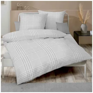 KAEPPEL Pure Kariert Grau 155 x 220 cm + 80 x 80 cm