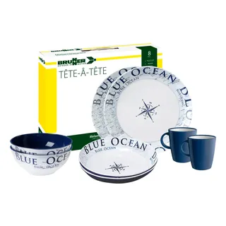 Brunner Blue Ocean Campinggeschirr Set 8-tlg. für 2 Personen