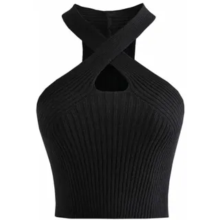 KOEMCY Damen Crop Tank Top Ärmellose Bauchfreie Knitted Sexy Camisole Casual Unterhemd - Einheitsgröße