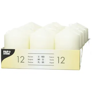 Papstar Stumpenkerze 6 x 4 cm 12 St. elfenbein