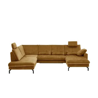 meinSofa Wohnlandschaft aus Mikrofaser Grace , gold , Maße (cm): B: 332 H: 89 T: 220.0